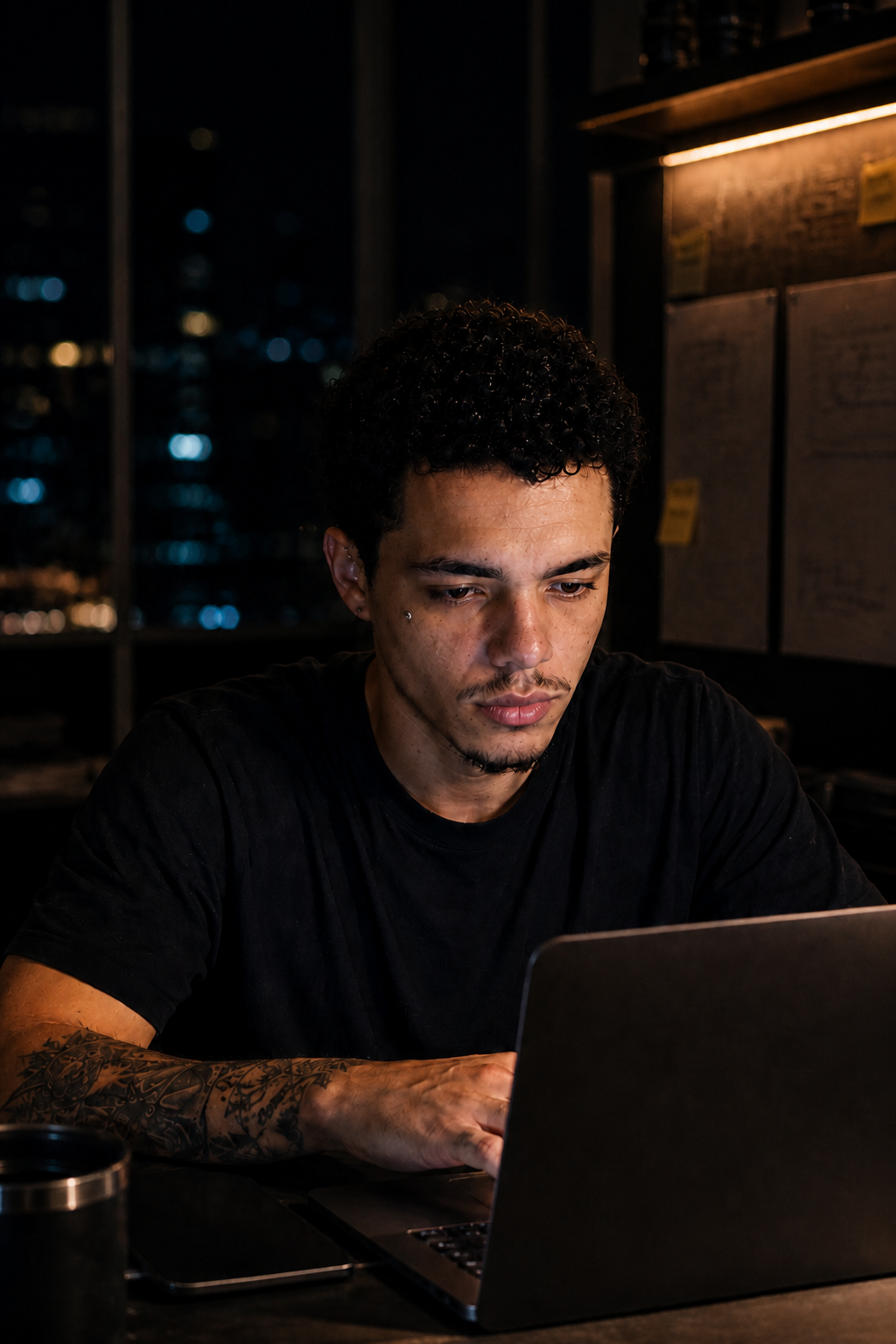RickTheRichh, fundador da TheRich Corp, trabalhando na construção de produtos digitais